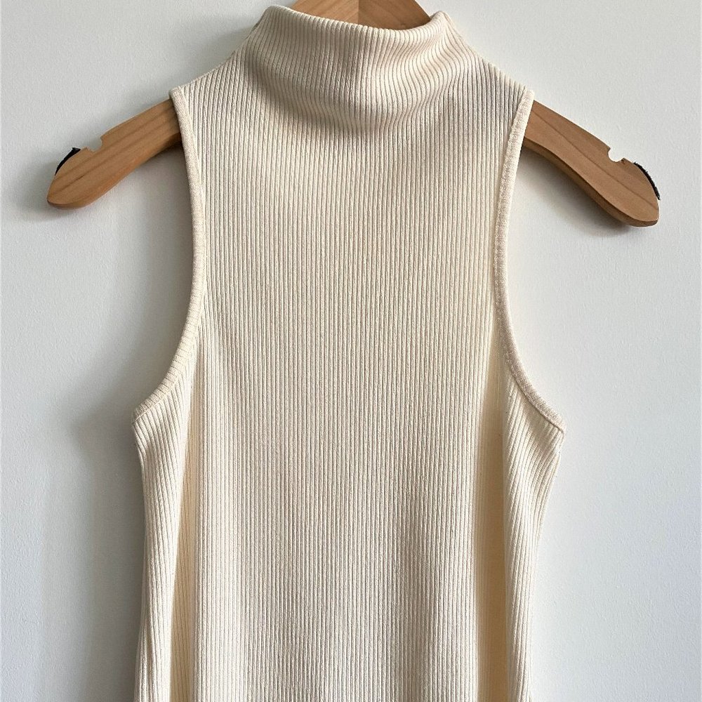 TOPSHOP Mock Turtleneck Sleeveless Top Ivory Cream